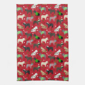 クリスマスブルドフランスのッグ キッチンタオル (縦)