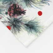 クリスマスブルフィンチ&エバーグリーンズパターン フリースブランケット (角)