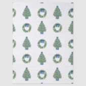 クリスマスブルーとホワイトの中華料理 薄葉紙 (正面)