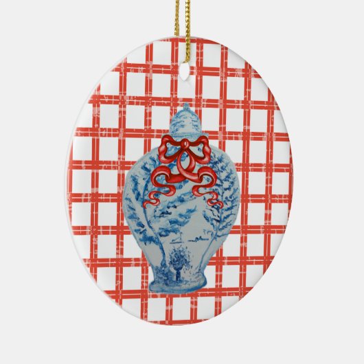 クリスマスブルーとホワイトジンジャーの瓶 セラミックオーナメント (右)