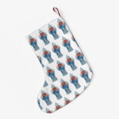 クリスマスブルーとホワイトジンジャージャー スモールクリスマスストッキング (裏面 (吊り時))