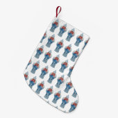 クリスマスブルーとホワイトジンジャージャー スモールクリスマスストッキング (正面 (吊り時))