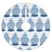 クリスマスブルーとホワイトジンジャージャー ブラッシュドポリエステルツリースカート (正面)