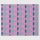 クリスマスブルーとホワイトジンジャージャー ラッピングペーパー (フラット)