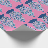 クリスマスブルーとホワイトジンジャージャー ラッピングペーパー (角)