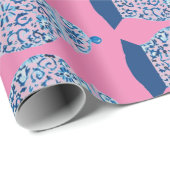 クリスマスブルーとホワイトジンジャージャー ラッピングペーパー (ロールコーナー)