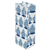 クリスマスブルーとホワイトジンジャージャー ワインギフトバッグ (正面アングル)