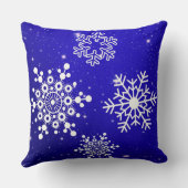 クリスマスブルーとホワイトスノーフレークのパターン クッション (裏面)