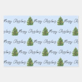 クリスマスブルーとホワイトパターン ラッピングペーパーシート (正面3)