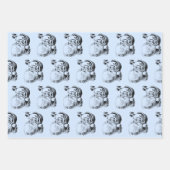 クリスマスブルーとホワイトパターン ラッピングペーパーシート (正面)