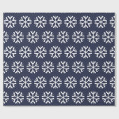 クリスマスブルーと白の雪片パターン ラッピングペーパー (フラット)