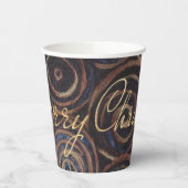 クリスマスブルーと金ゴールド 紙コップ (左)