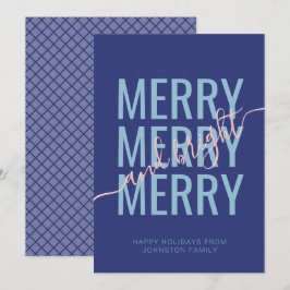 クリスマスブルーのチェック柄 おめでたい シーズンカード