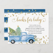 クリスマスブルーのトラックブックベビーカード インビテーションポストカード (正面/裏面)