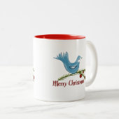 クリスマスブルーのブルーバードマグカップ ツートーンマグカップ (正面右)