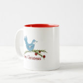 クリスマスブルーのブルーバードマグカップ ツートーンマグカップ (正面左)
