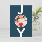 クリスマスブルーの写真のジョイモダンカード 招待状 (スタンド正面)