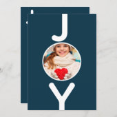 クリスマスブルーの写真のジョイモダンカード 招待状 (正面/裏面)