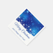 クリスマスブルーの冬の雪片 スタンダードカクテルナプキン (角)