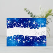 クリスマスブルーの冬の雪片 箔シーズンカード (立ち正面)