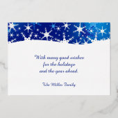 クリスマスブルーの冬の雪片 箔シーズンカード (裏面)