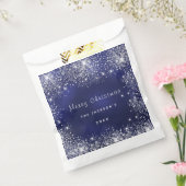 クリスマスブルーの白いグリッターのダストシルバー フェイバーバッグ (封をした状態)