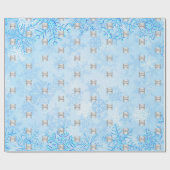 クリスマスブルーの雪片ビジネスロゴ ラッピングペーパー (フラット)