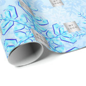 クリスマスブルーの雪片ビジネスロゴ ラッピングペーパー (ロールコーナー)