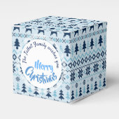 クリスマスブルーの鹿のパタパーソナライズされたーンのお気に入り フェイバーボックス (正面サイド)
