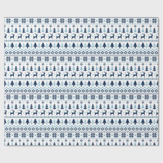 クリスマスブルーの鹿の柄色の包みを選択 ラッピングペーパー (フラット)