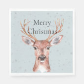 クリスマスブルーの鹿の雪 スタンダードランチョンナプキン (正面)