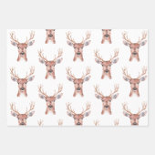 クリスマスブルーの鹿の雪 ラッピングペーパーシート (正面3)