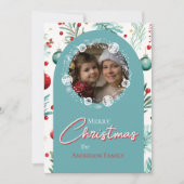 クリスマスブルーアーチボタニカルグリーンパイン シーズンカード (正面)