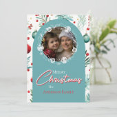 クリスマスブルーアーチボタニカルグリーンパイン シーズンカード (スタンド正面)