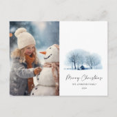 クリスマスブルーウィンタービレッジ素朴ランドスカ写真 ポストカード (正面)