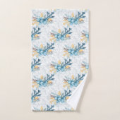 クリスマスブルーウィンターベリーとシルバーフィリグリー バスタオルセット (ハンドタオル)