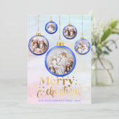 クリスマスブルーウォーター色5フォトオーナメント シーズンカード (スタンド正面)