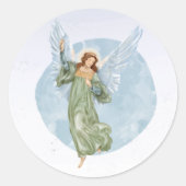 クリスマスブルーエンジェルウォーター色 ラウンドシール (正面)