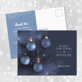 クリスマスブルーオーナメントの名刺 シーズンポストカード