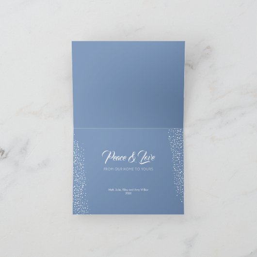 クリスマスブルーオーナメント小折り畳み シーズンカード (内部)