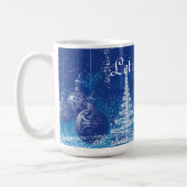 クリスマスブルーオーナメント白木 コーヒーマグカップ (左)