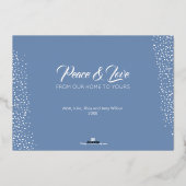 クリスマスブルーオーナメント金ゴールド 箔招待状 (裏面)