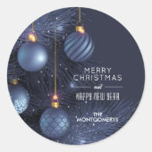 クリスマスブルーオーナメント ラウンドシール (正面)