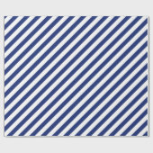 クリスマスブルーカラーホワイトストライプクリスマスズホリデー ラッピングペーパー (フラット)