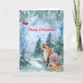 クリスマスブルーキツネランドスケープ水色 シーズンカード (正面)