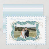 クリスマスブルーギンガムガーランドヴィンテージ水平 シーズンカード (正面/裏面)