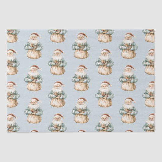 クリスマスブルーグリーンサンタ 薄葉紙 (正面)