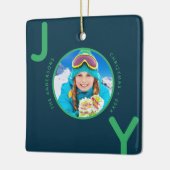 クリスマスブルーグリーン写真喜び家族の名前 セラミックオーナメント (左)