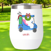 クリスマスブルーゴルフカートパーソナライズされた名門私立校風の