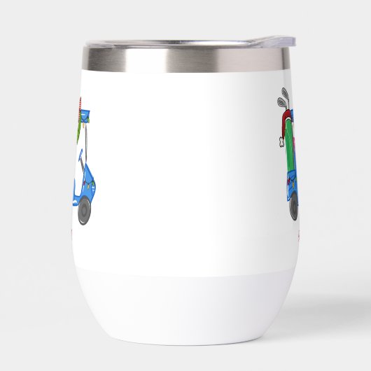 クリスマスブルーゴルフカートパーソナライズされた名門私立校風の (左面)